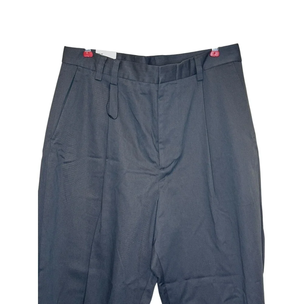 Zara Men's‎ Dress Pants Pleated Wide Leg Straight Trouser Gray 33X 30 (Tag 29)